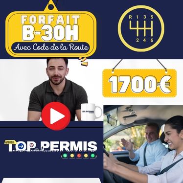 Forfait Permis B 30 H – Avec Code de la Route – Boite Manuelle